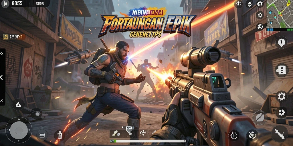Tangkapan layar yang menampilkan aksi intens dalam gameplay TPS 8055.