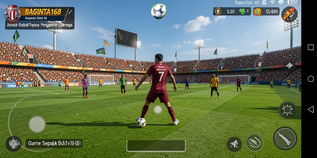 Tampilan gameplay yang mendebarkan di BAGINTA168, rasakan aksi sepak bola nyata.
