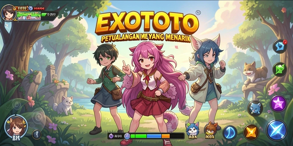 Gameplay EXOTOTO yang menampilkan pertarungan karakter Anime.