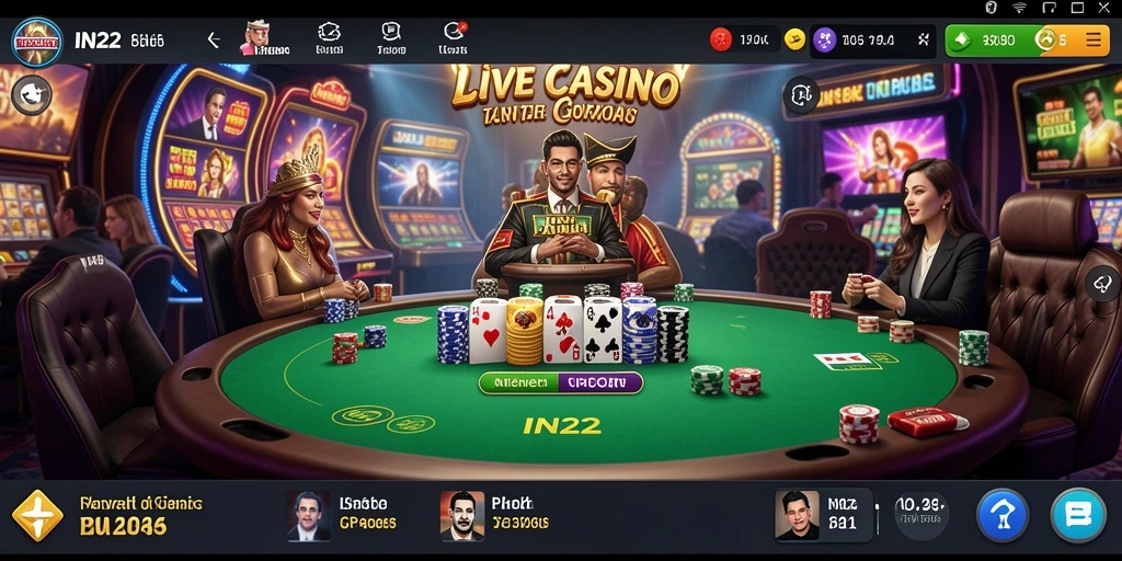 Tampilan gameplay Live Casino yang mendebarkan di IN22.
