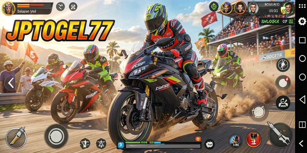 Tampilan menarik dari gameplay balapan motor di JPTOGEL77.