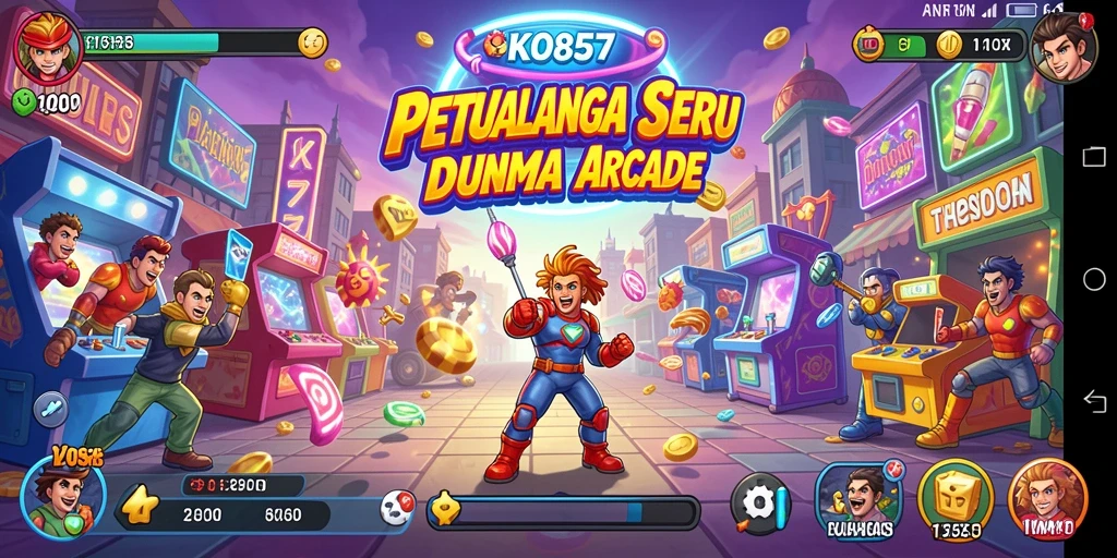 Tangkap layar utama KO857 menampilkan aksi gameplay arcade yang seru.