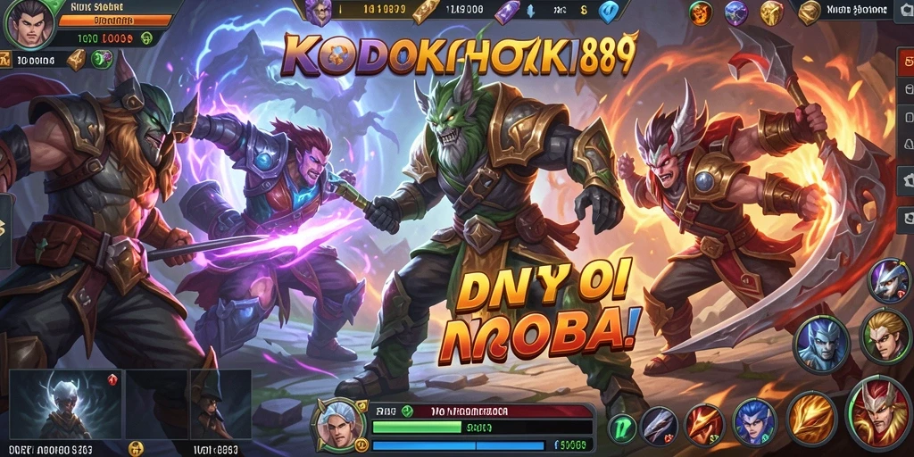 Tampilan gameplay seru KODOKHOKI889 dengan aksi karakter MOBA.