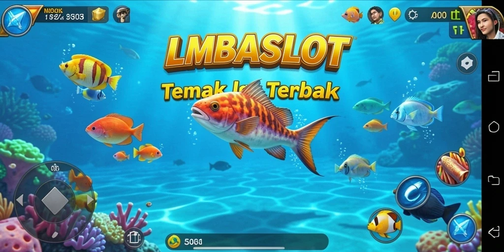 Tampilan gameplay seru LMBASLOT saat menembak ikan.