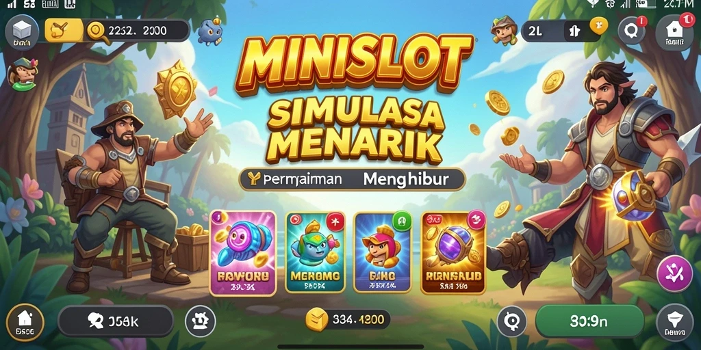 Tampilan gameplay MINISLOT dengan grafis yang menghibur dan penuh warna.