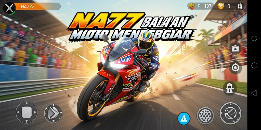 Tampilan menegangkan dari gameplay balapan motor di NA777.