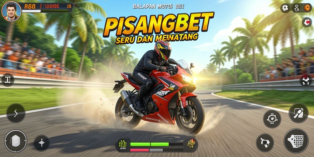 Screenshot PISANGBET menampilkan aksi balapan motor yang intens.