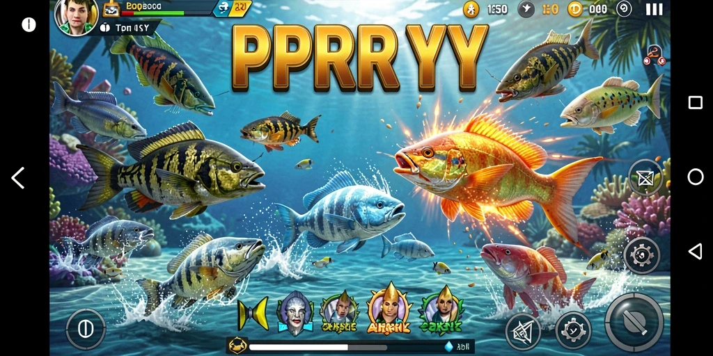 Tampilan gameplay seru di PPRRYY saat menembak ikan.