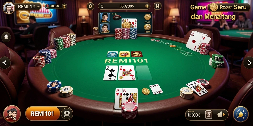 Tampilan gameplay Poker yang menarik dari REMI101.