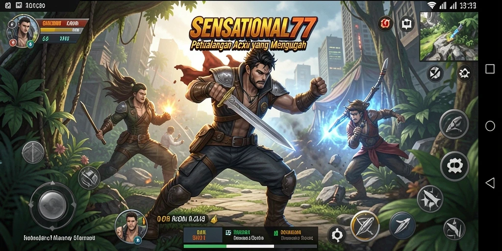 Tampilan gameplay SENSATIONAL77 menampilkan aksi pertarungan yang seru dan karakter yang menawan.