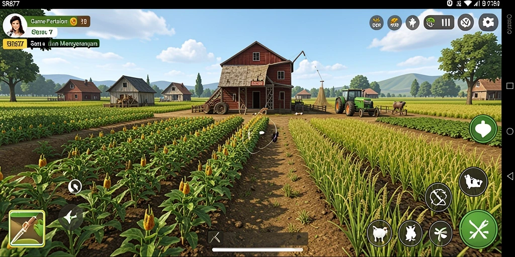 Tampilan menawan gameplay bertani di SR877.