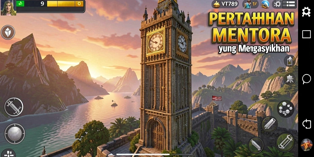Tampilan gameplay menegangkan dari VT789 dalam Tower Defense.